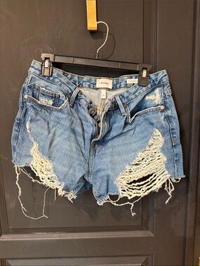 Frame Denim Distressed Light Blue Ripped Cutoff Shorts 29